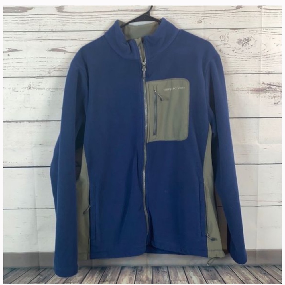 Vineyard vines men’s navy blue full zip fleece jacket size medium